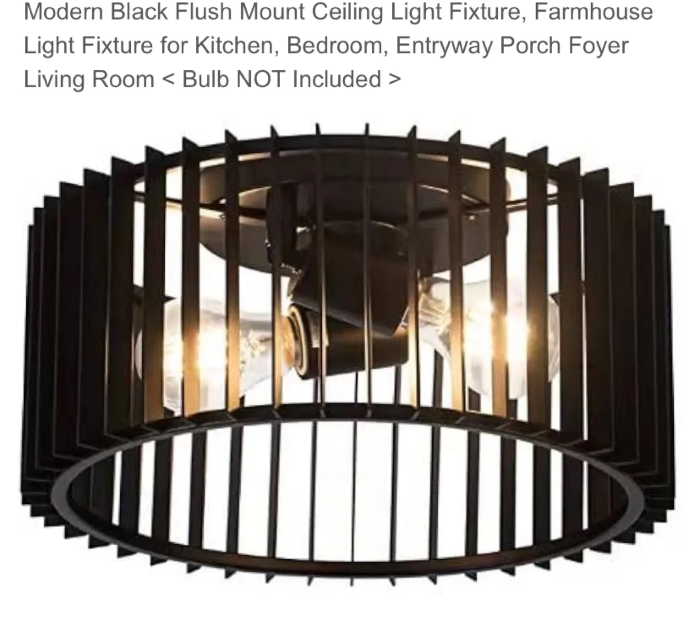 Black Farmhouse Flush Mount Ceiling Light Fixture thumbnail