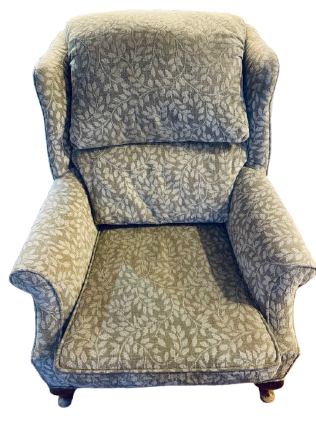 FINAL DAY! Wingback armchair, Beige leaf pattern