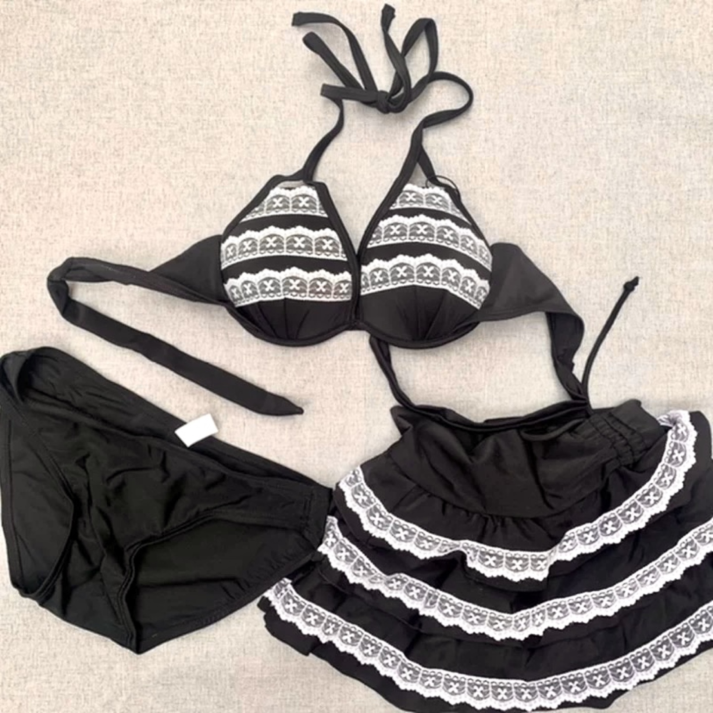 Lace Trim Bikini Set with Skirt - photo 2