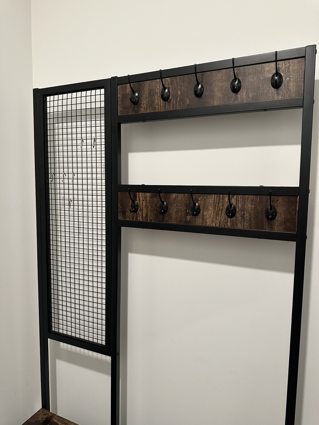 Industrial Hall Tree with Bench and Shoe Storage - photo 3