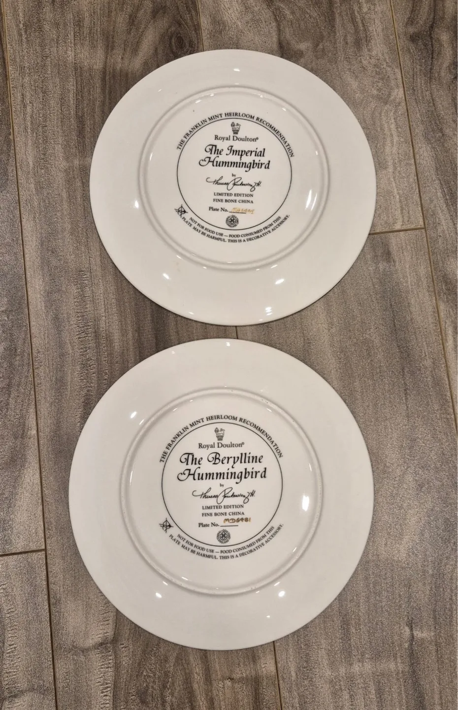 Pair of Royal Doulton Hummingbird Collector Plates image indicator(2)