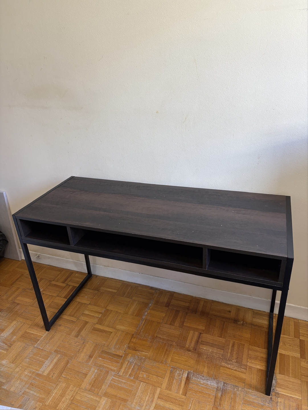 Dark Brown Writing Desk with Metal Frame