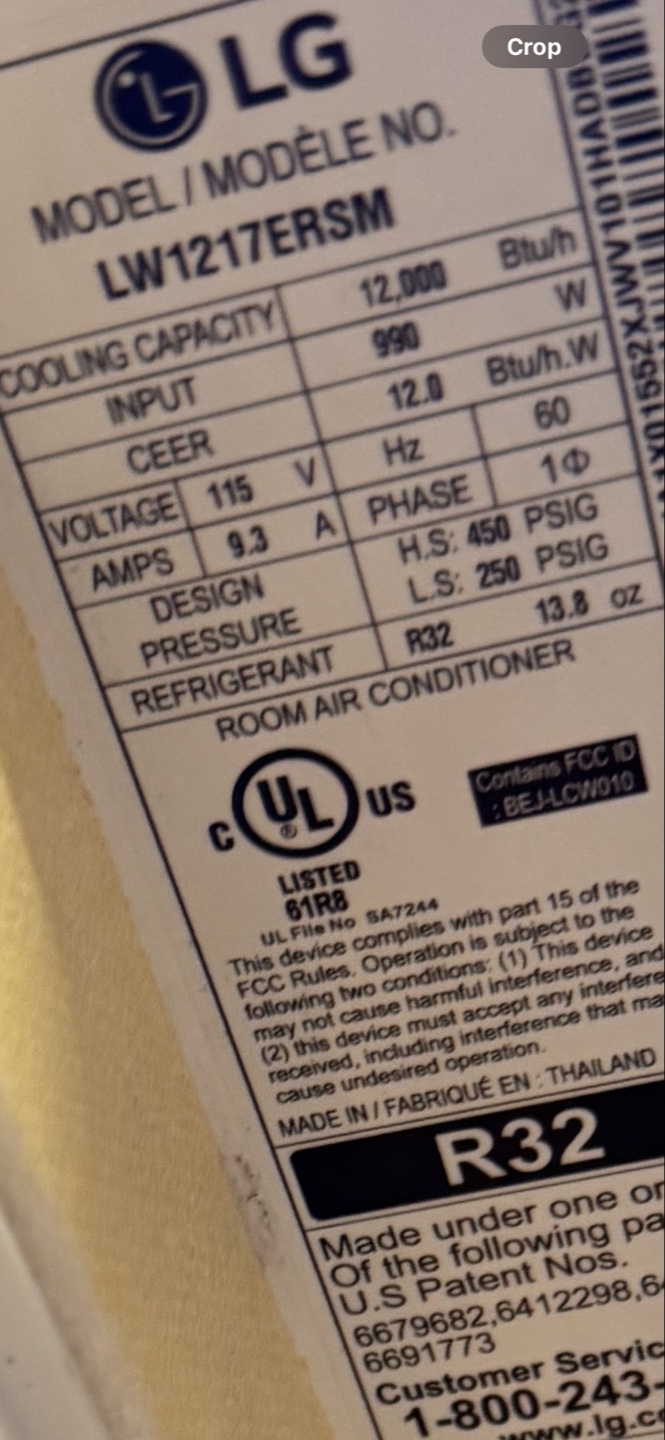 LG LW1217ERSM 12,000 BTU Room Air Conditioner