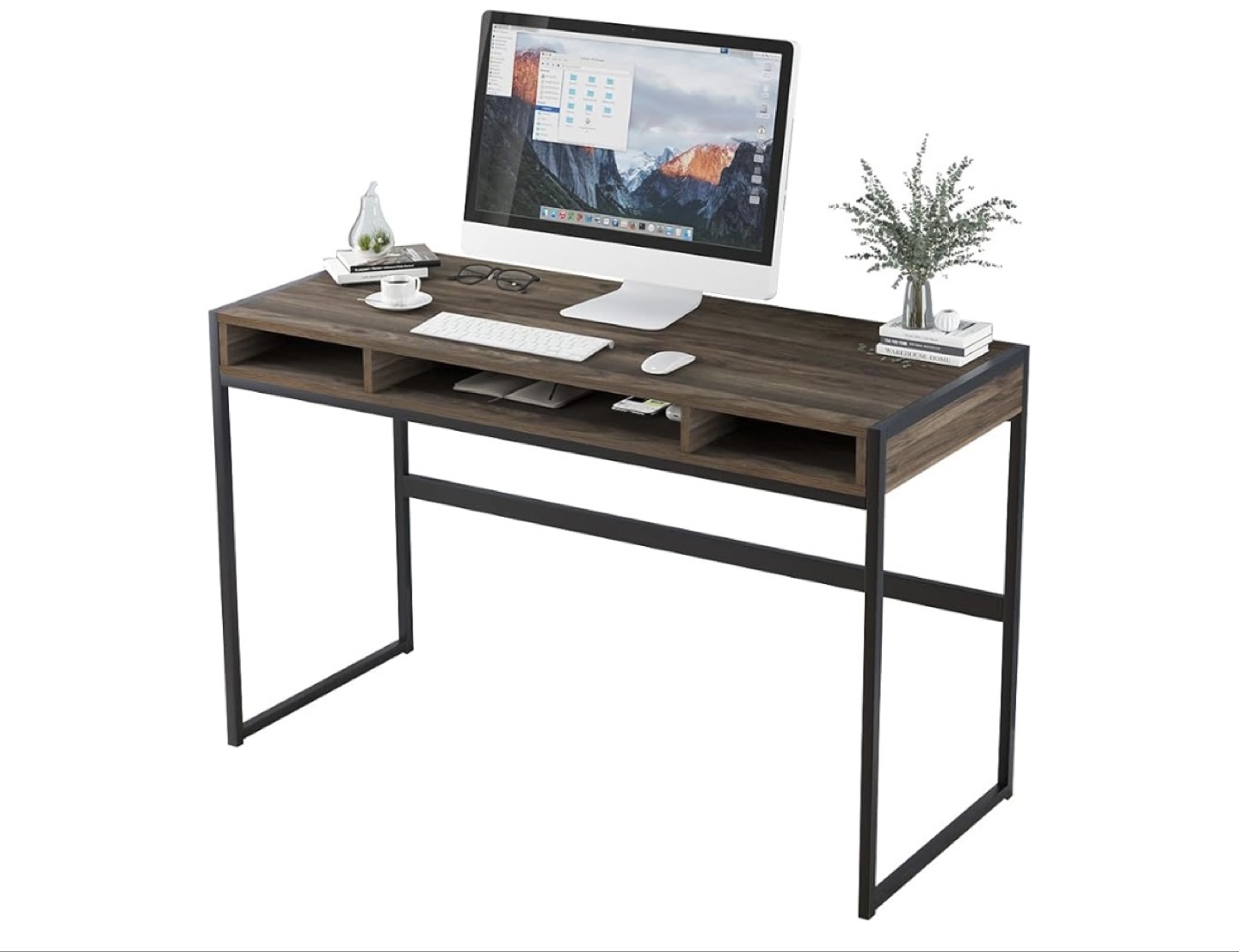 Dark Brown Writing Desk with Metal Frame - photo 4