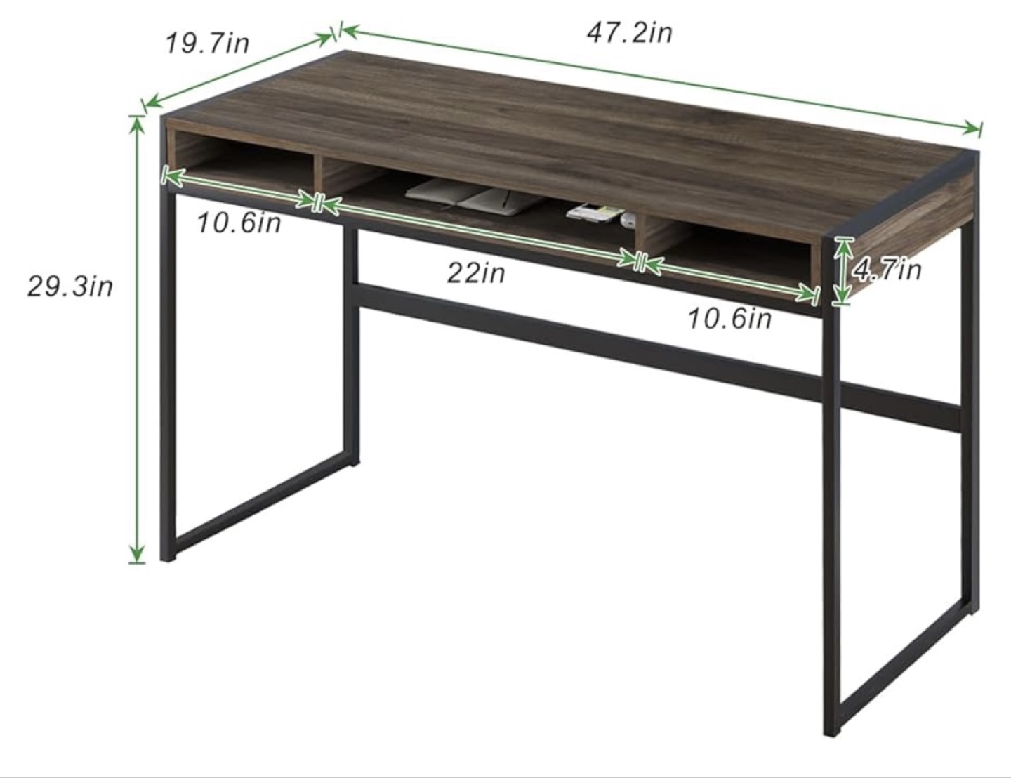 Dark Brown Writing Desk with Metal Frame - photo 5