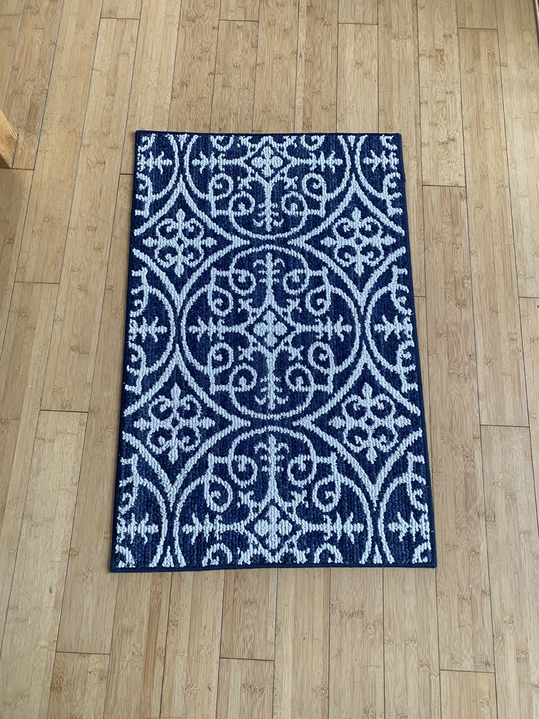 Navy and Cream patterned rug