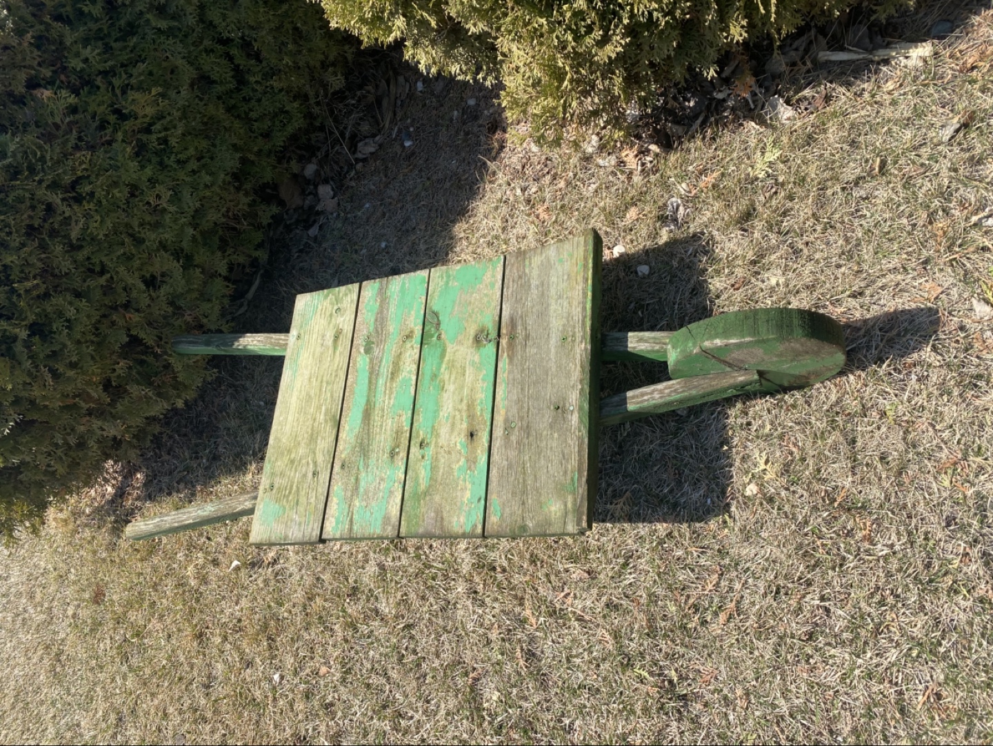 Vintage Green Wooden Wheelbarrow - photo 2