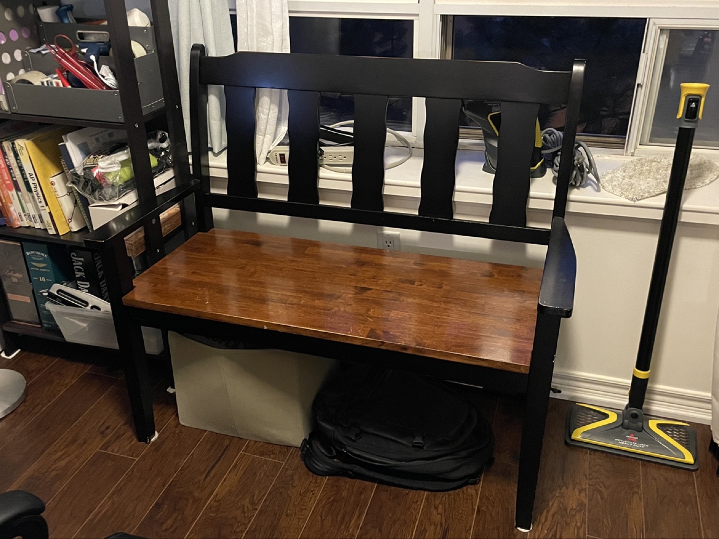 Black and Brown Wooden Bench
