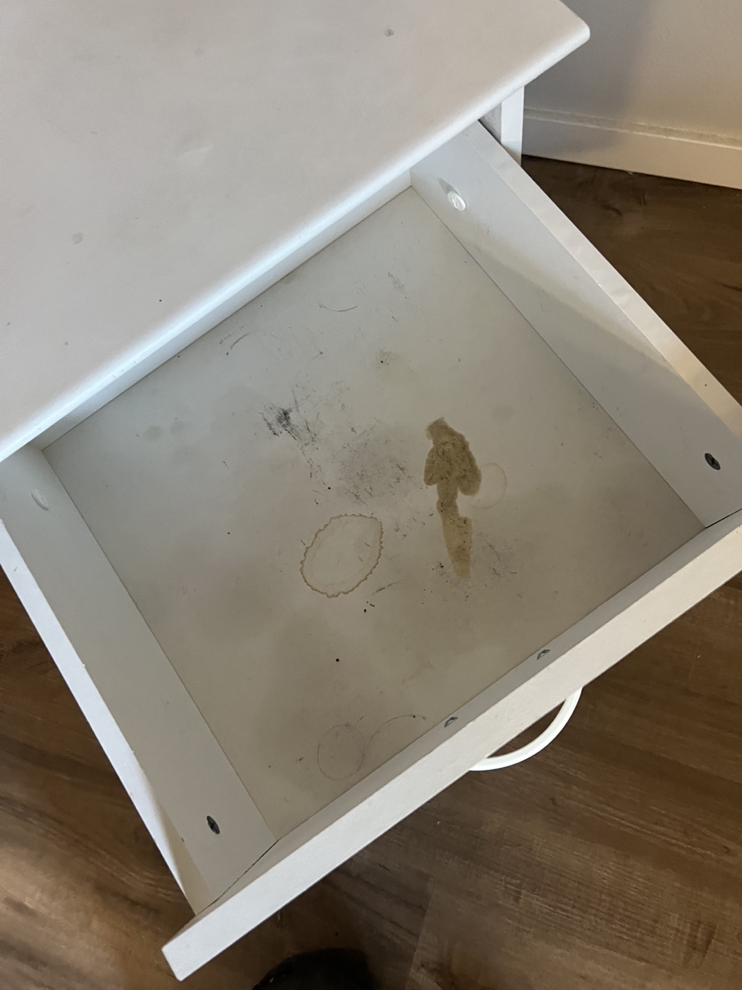 White Nightstand with Drawer and Shelf - photo 4