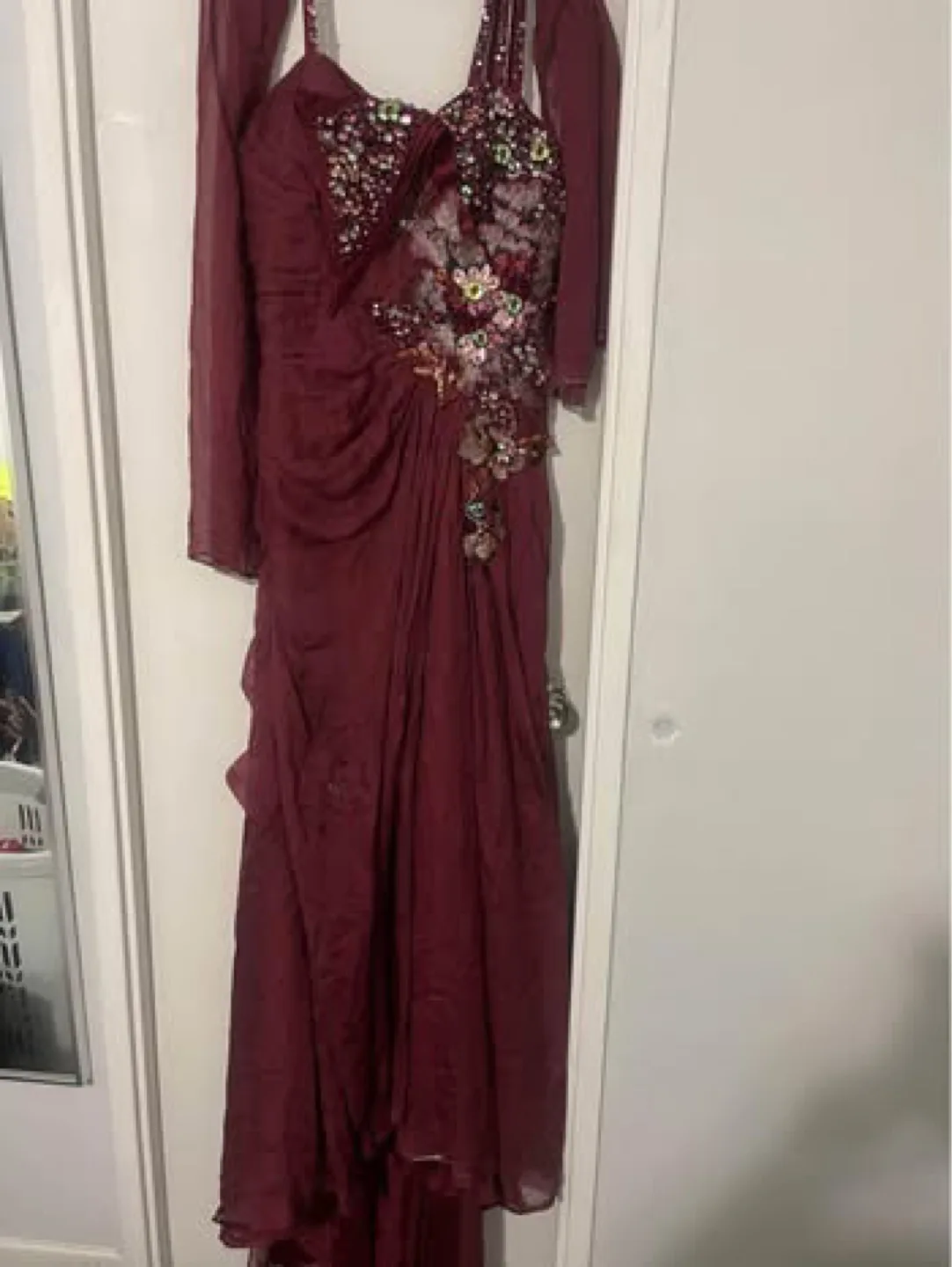Gorgeous Burgundy Formal Gown with Embellishments thumbnail