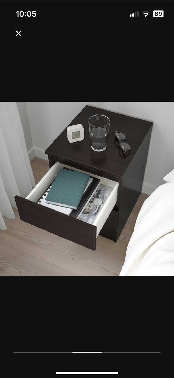 Pair of IKEA Kullen 2-Drawer Black-Brown Nightstands - photo 3