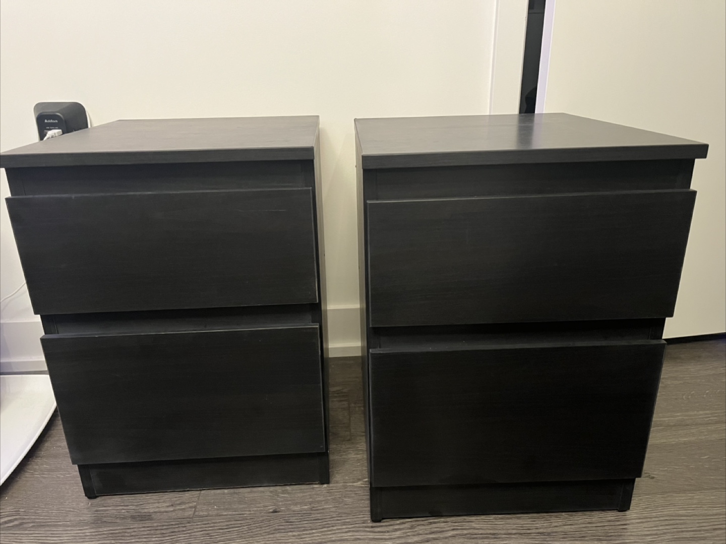 Pair of IKEA Kullen 2-Drawer Black-Brown Nightstands - photo 2