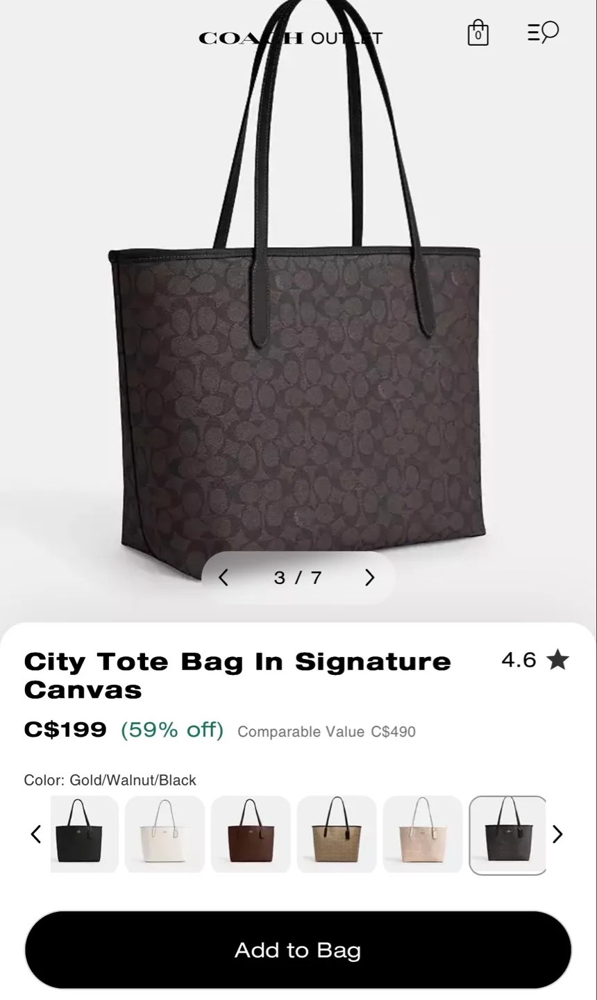 Coach City Tote Bag in Signature Canvas - Gold/Walnut/Black image indicator(3)