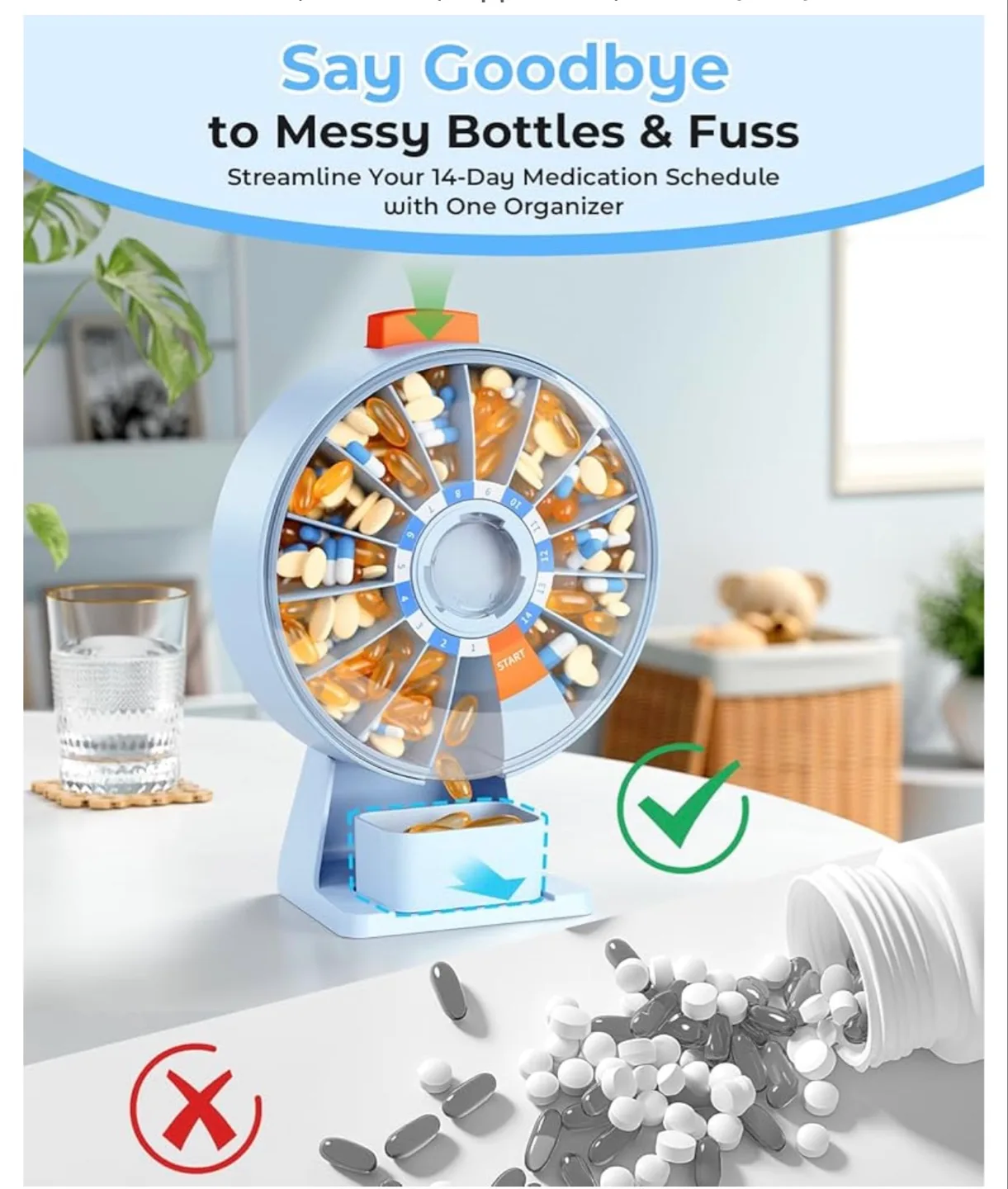 14-Day Pill Organizer - Weekly Medication Dispenser image indicator(3)