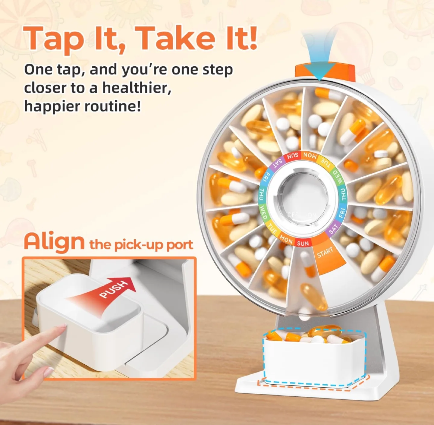 14-Day Pill Organizer - Weekly Medication Dispenser image indicator(8)