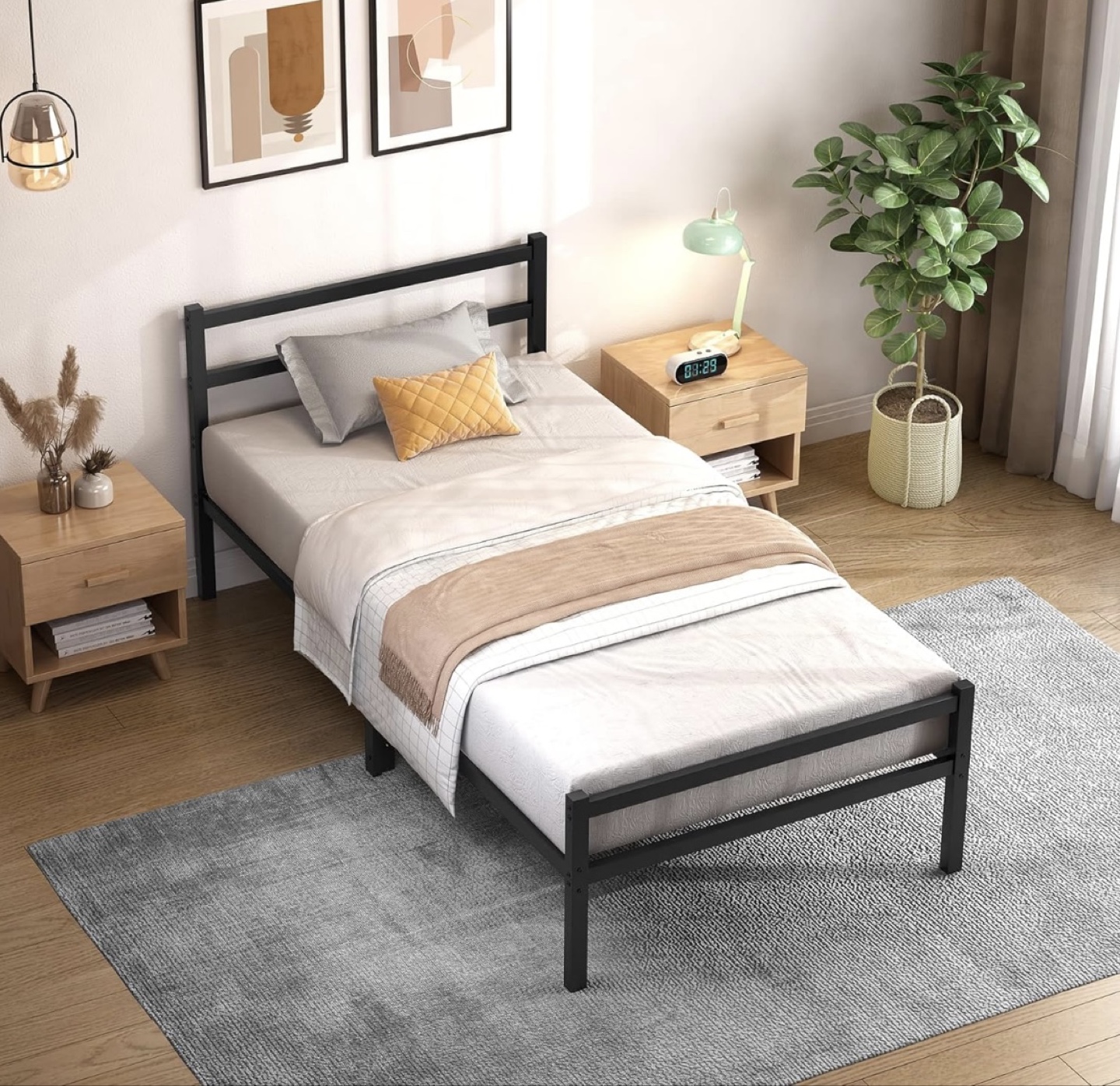 Mr IRONSTONE Twin Bed Frame with Headboard and Footboard