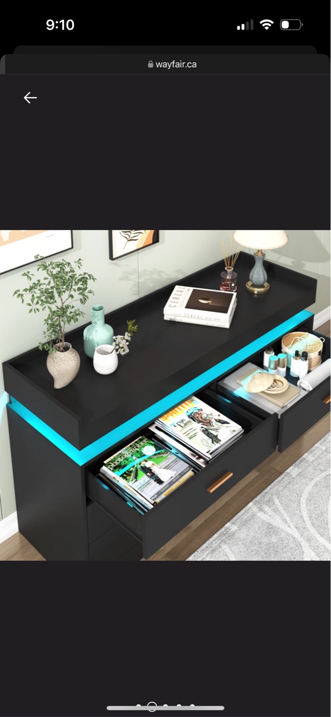 Modern Black LED Dresser with Six Drawers - photo 5