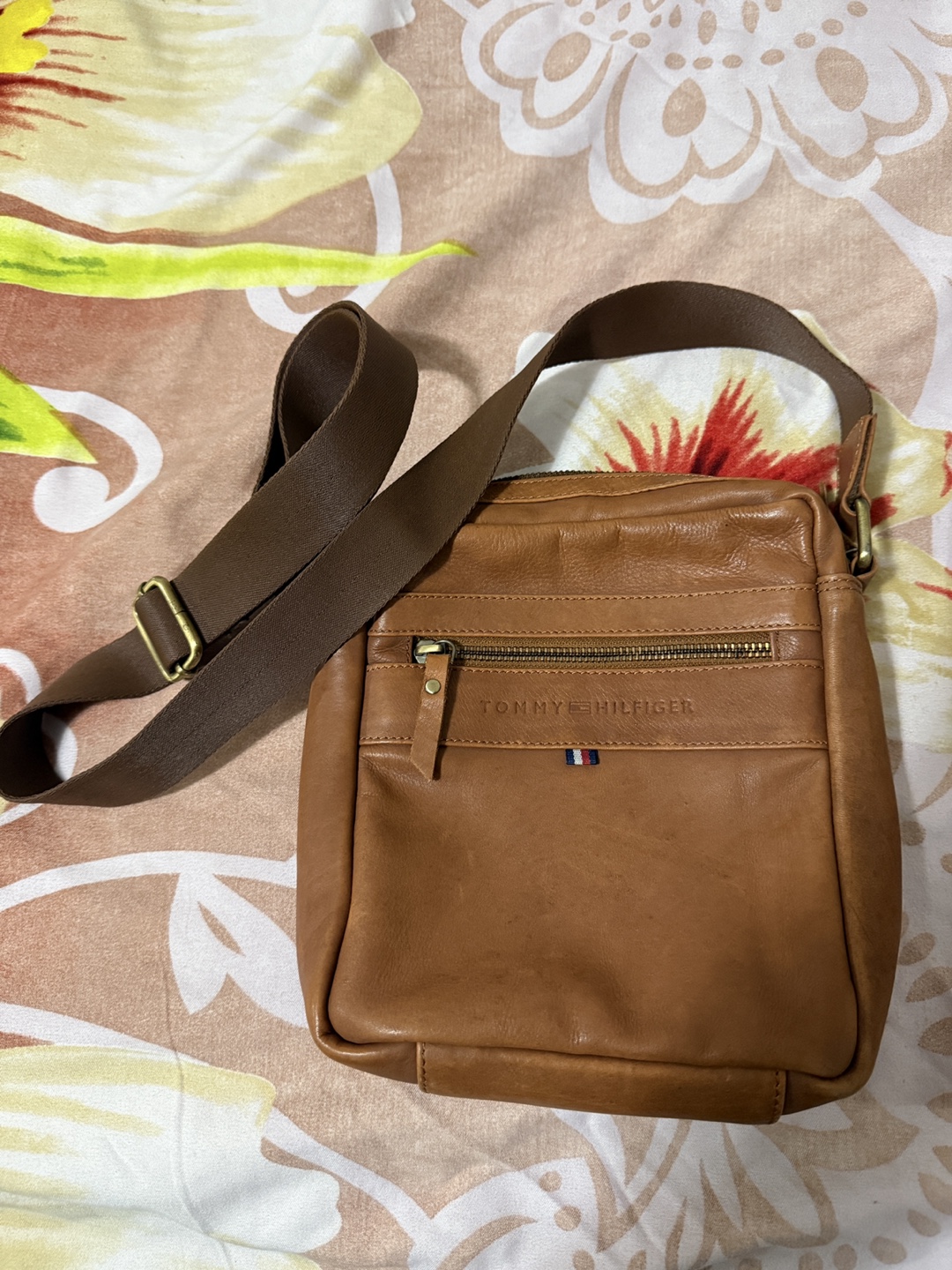 Men Tommy Hilfiger Brown Leather Crossbody Bag