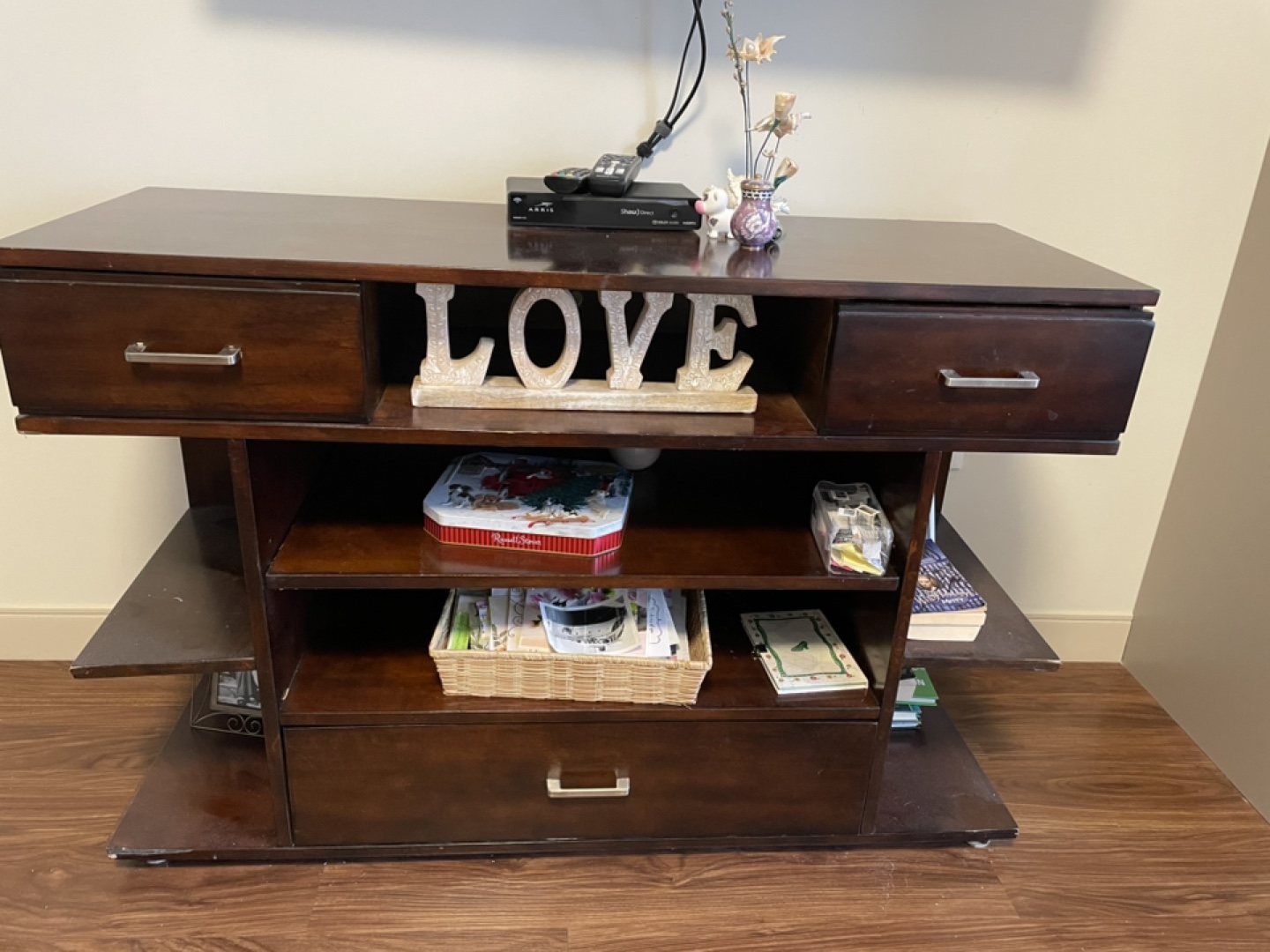 Dark Brown Wooden Entertainment Centre