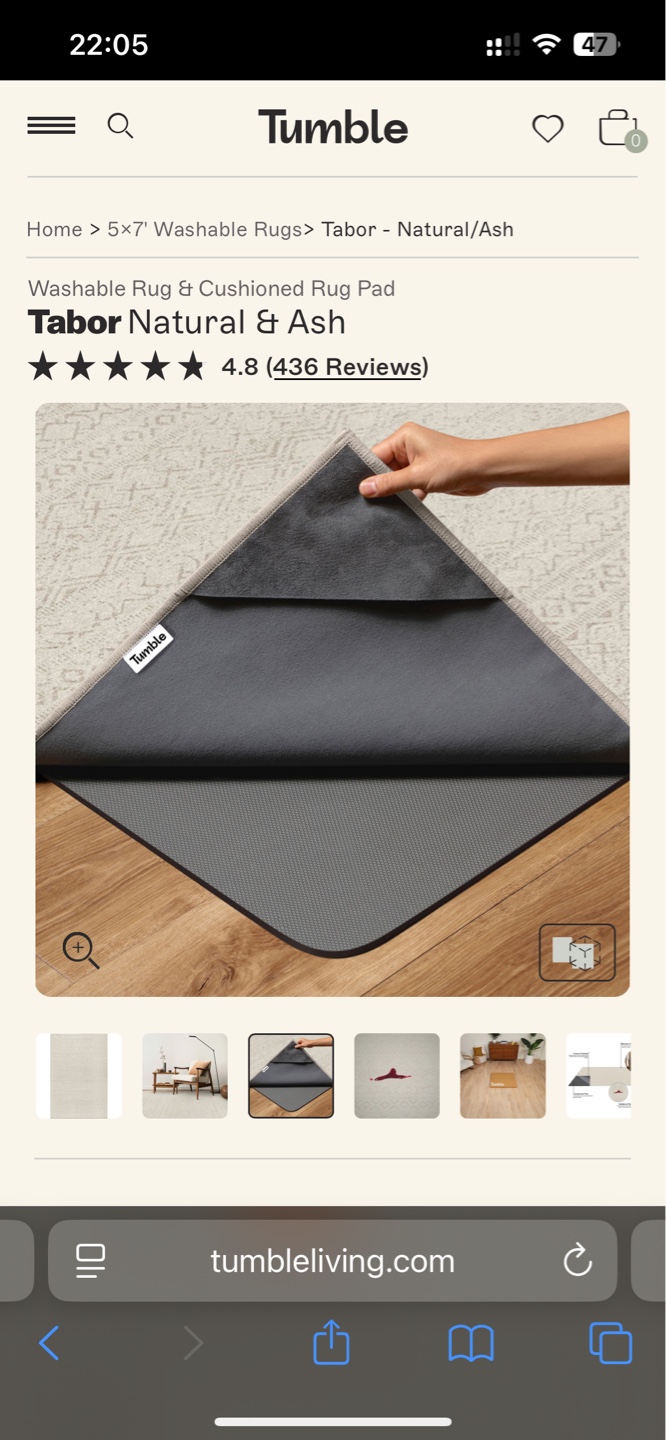 Tumble Tabor Washable Rug - Natural/Ash 5x7 - photo 2