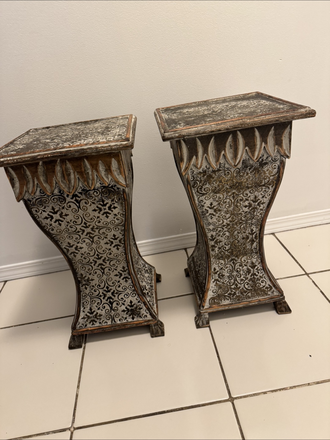Pair of Ornate Accent Tables