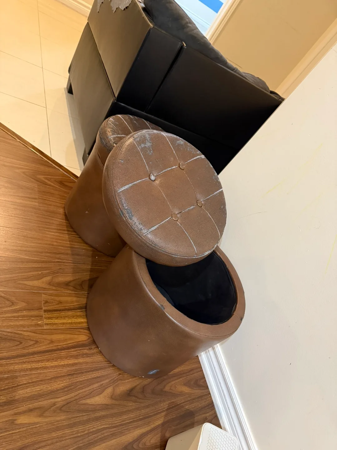 Two Brown Storage Ottomans image indicator(2)