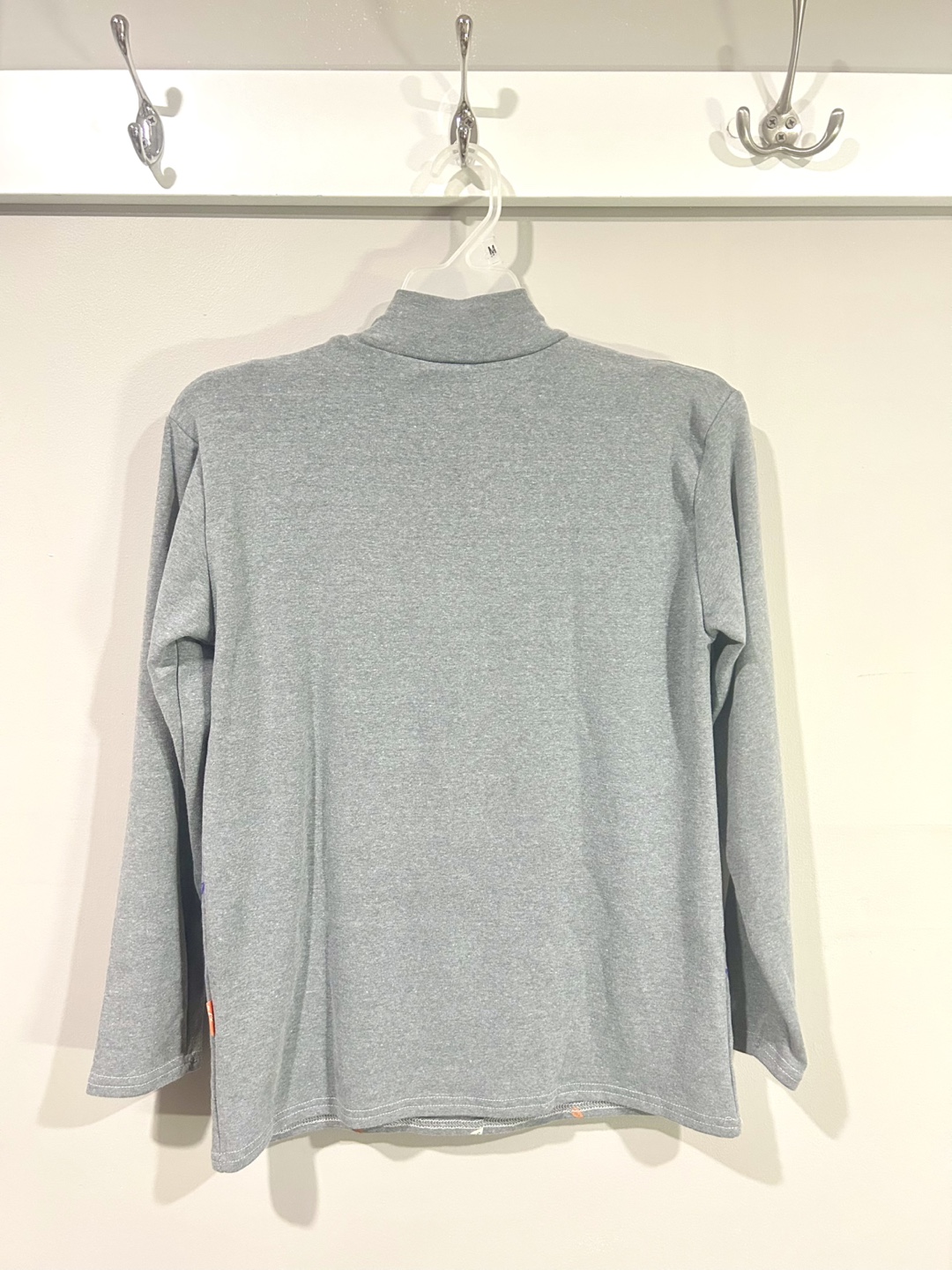 Grey and Black Turtle Neck Long Sleeve Top with Leaf Print - photo 2