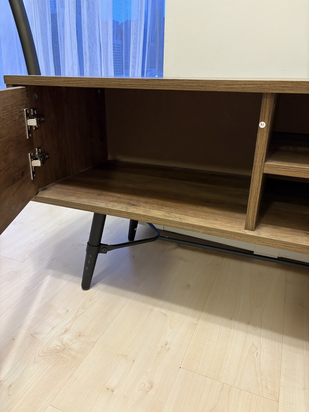 Dark brown wood TV stand