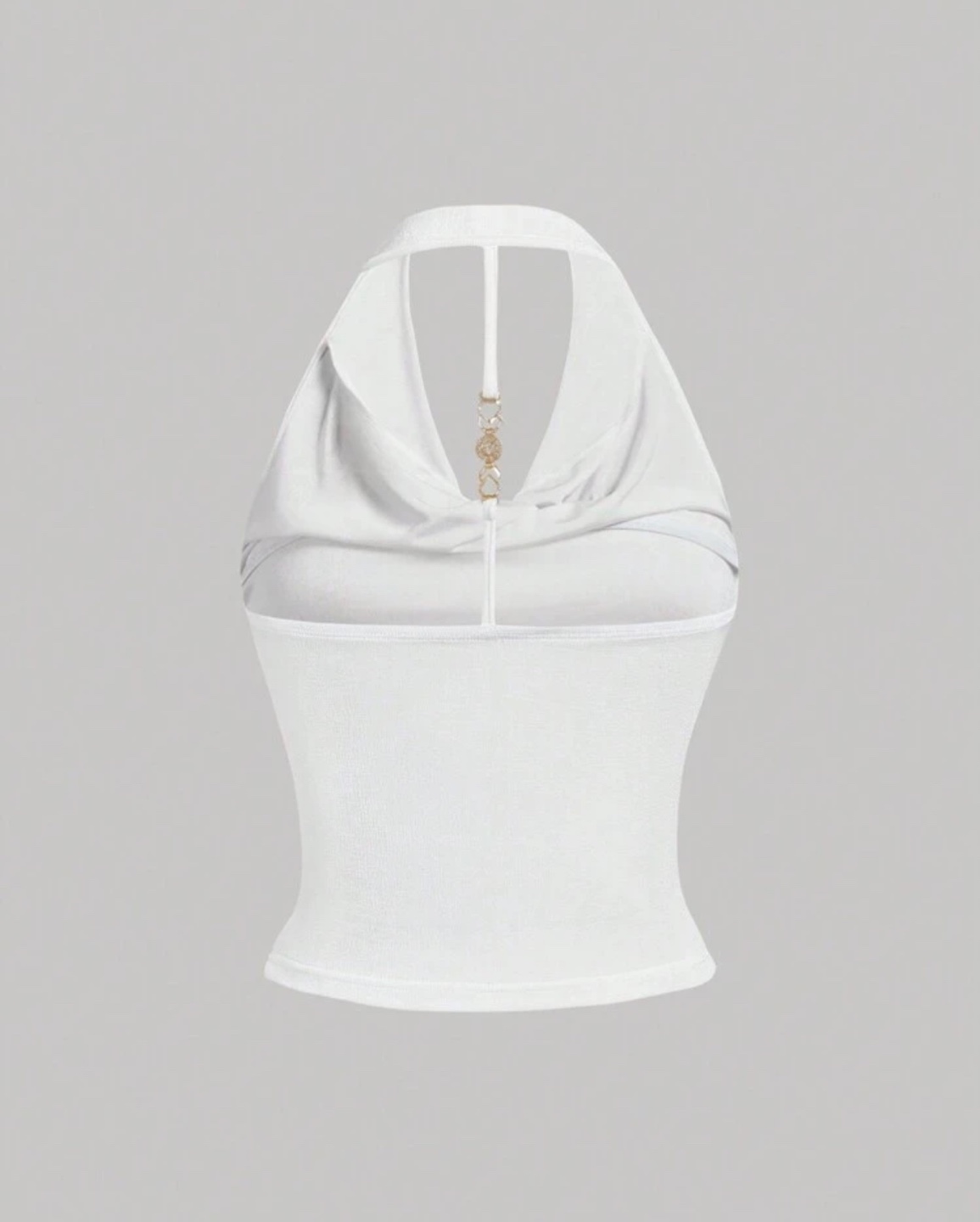 Shein White Halter Neck Cowl Neck Crop Top - photo 2