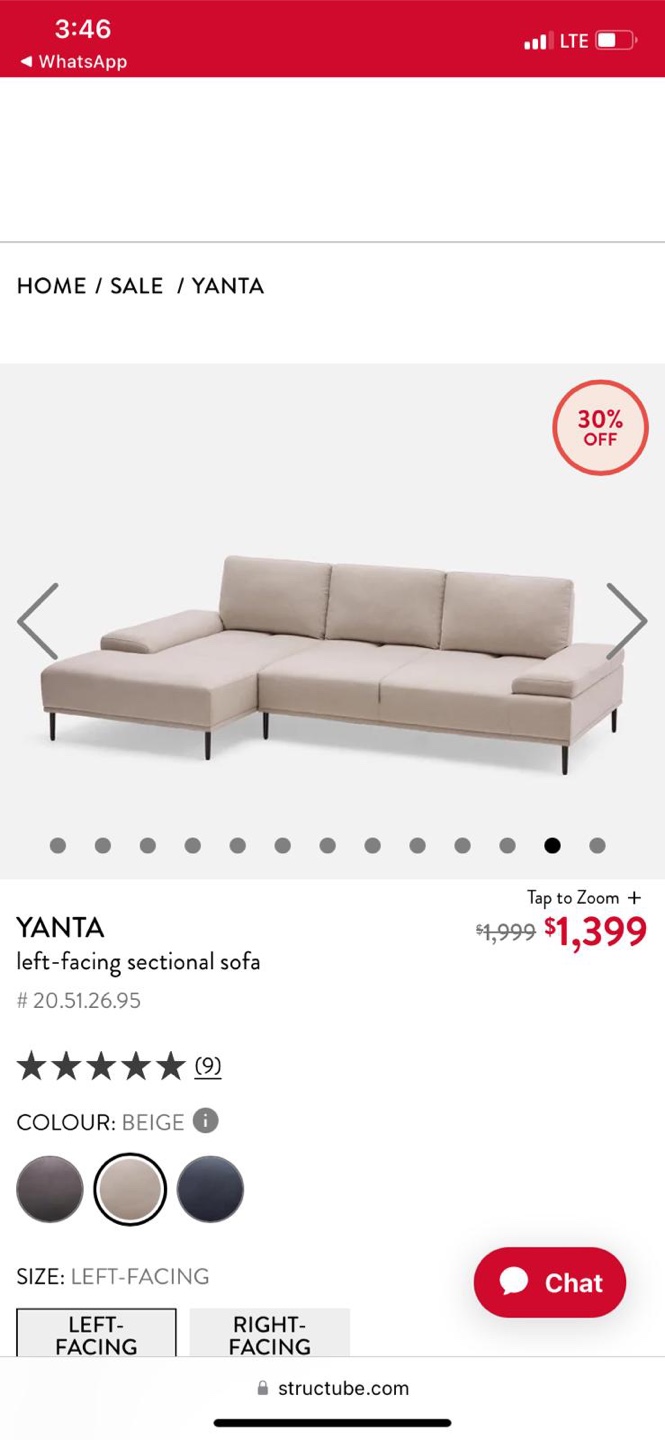 Yanta Left-Facing Sectional Sofa