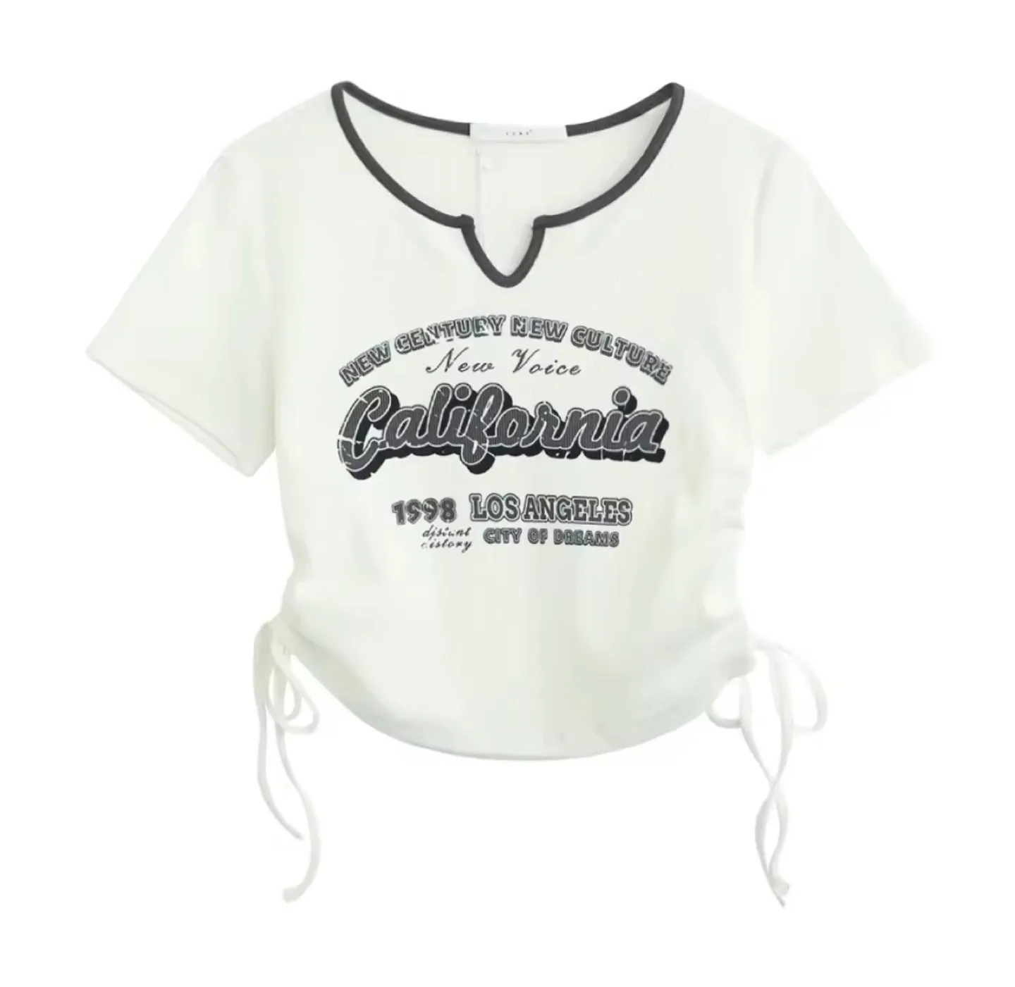 Women's White California Graphic Crop Top image indicator(2)