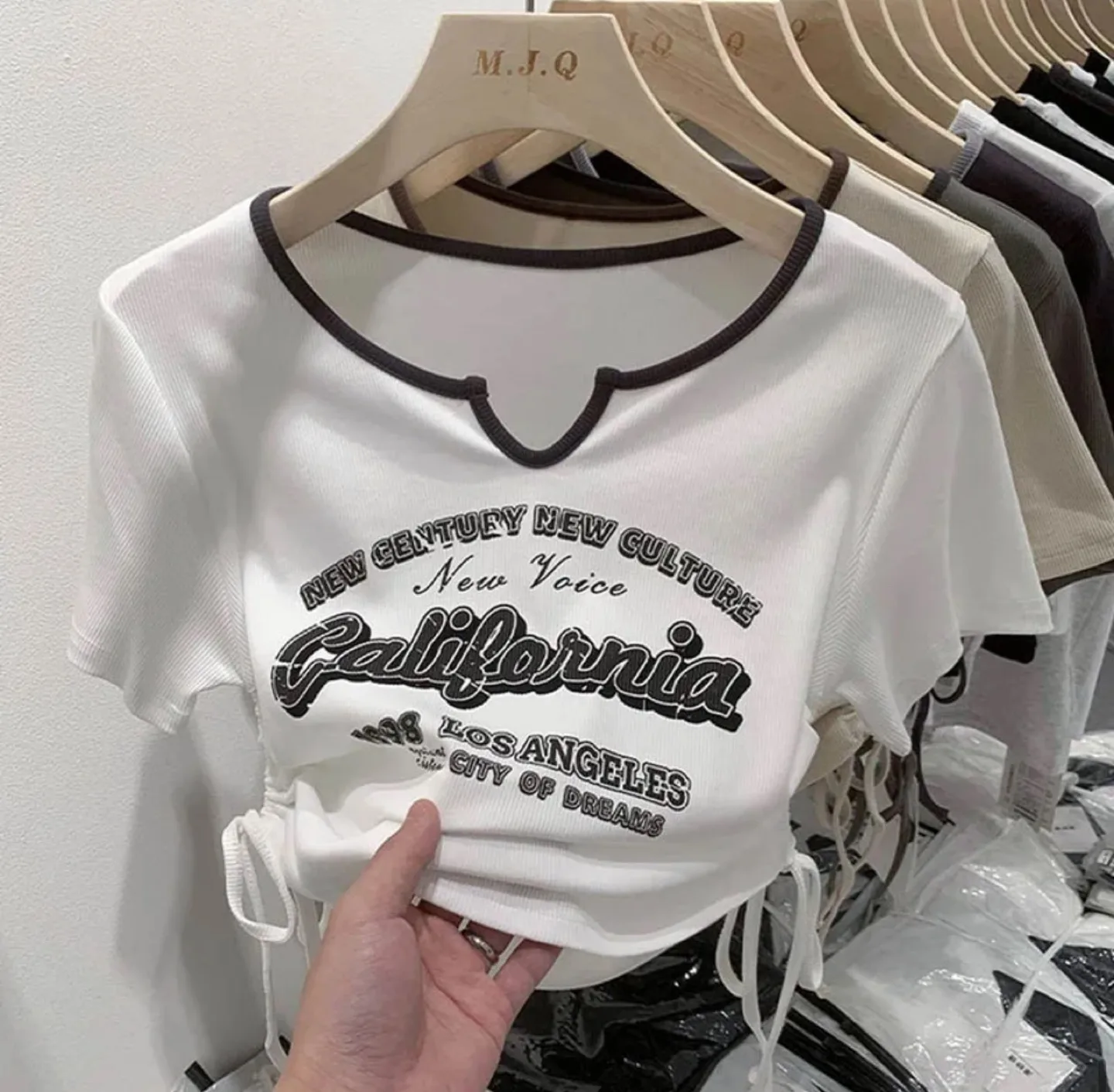 Women's White California Graphic Crop Top thumbnail