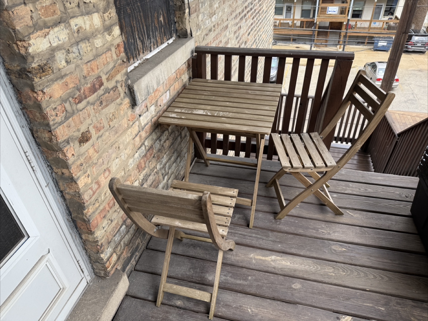 Wooden Folding Patio Set - Table and Two Chairs