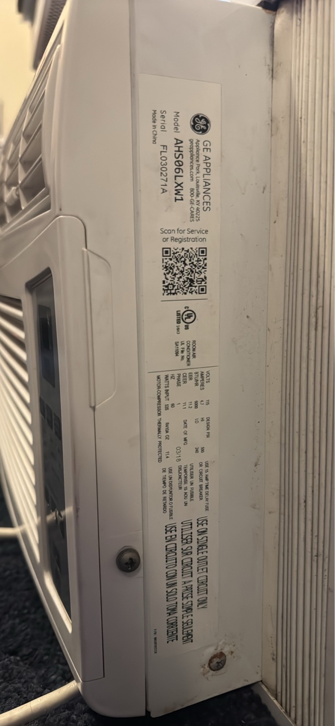 GE Window Air Conditioner - 6,000 BTU - Model AR506KX1 - photo 4