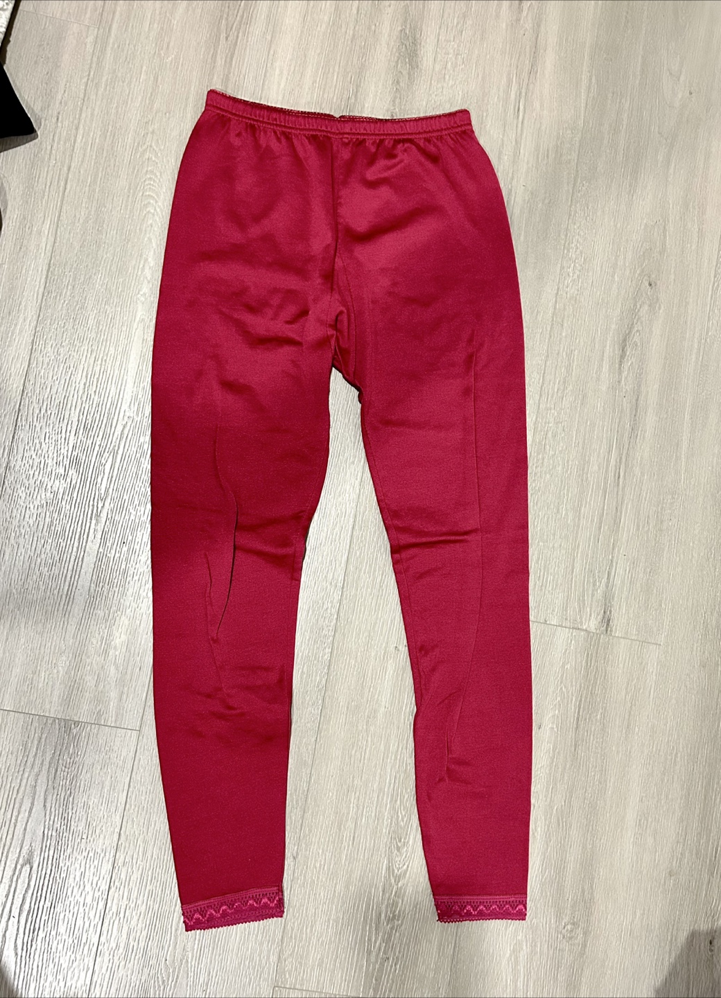 Women's Red Leggings with Lace Detail