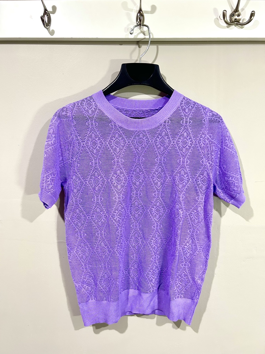 Lavender Knitted Short Sleeve Top