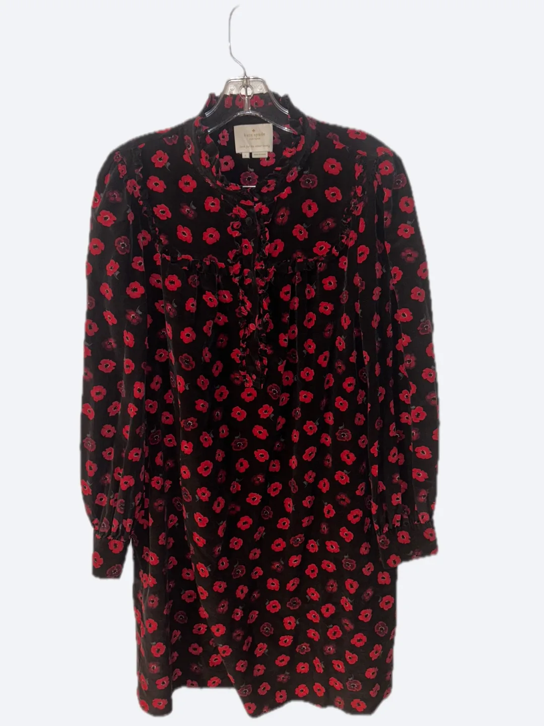 Kate Spade New York Poppy Print Velvet Mini Dress - Size L thumbnail
