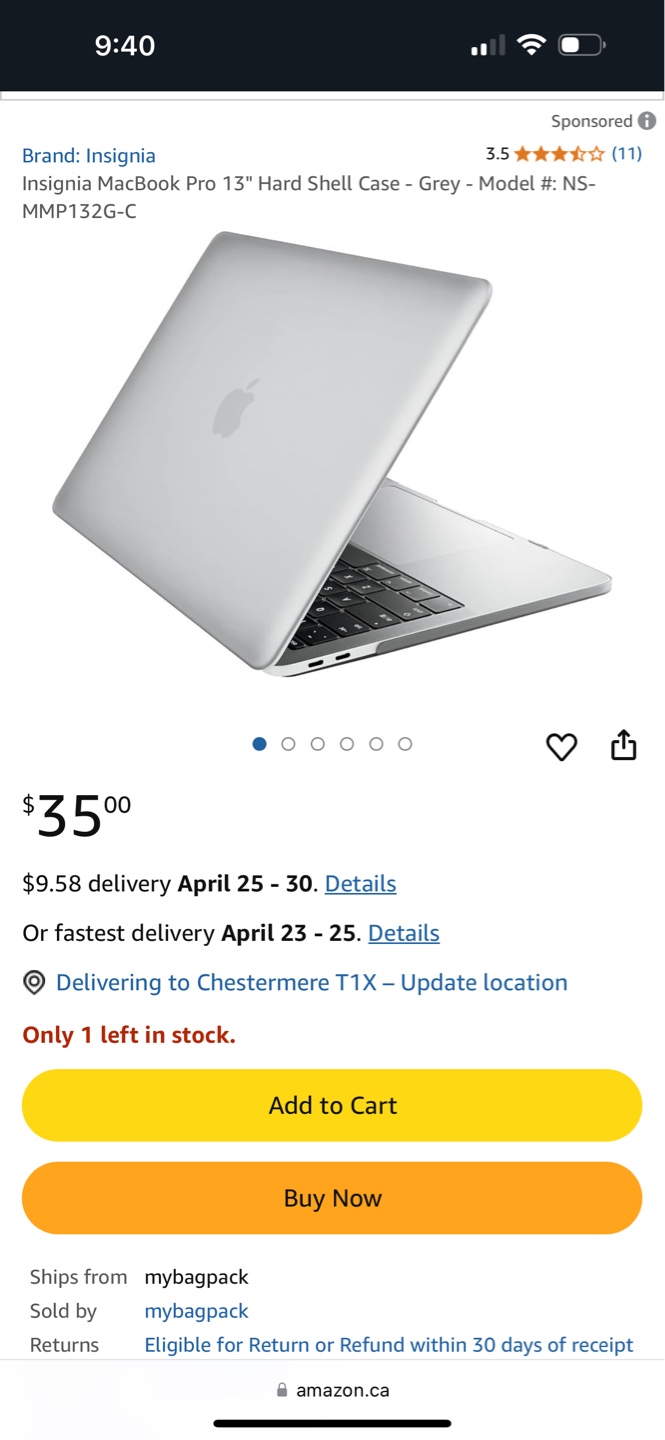 Insignia MacBook Pro 13" Hard Shell Case - Grey