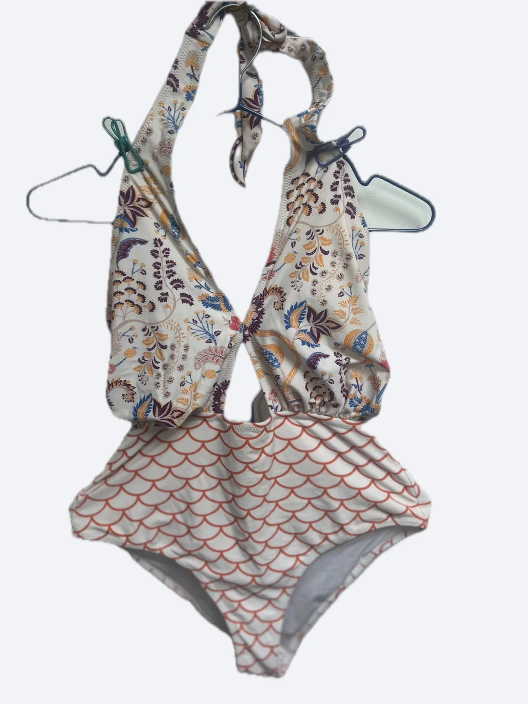 Women's Floral and Scallop Print One-Piece Swimsuit thumbnail