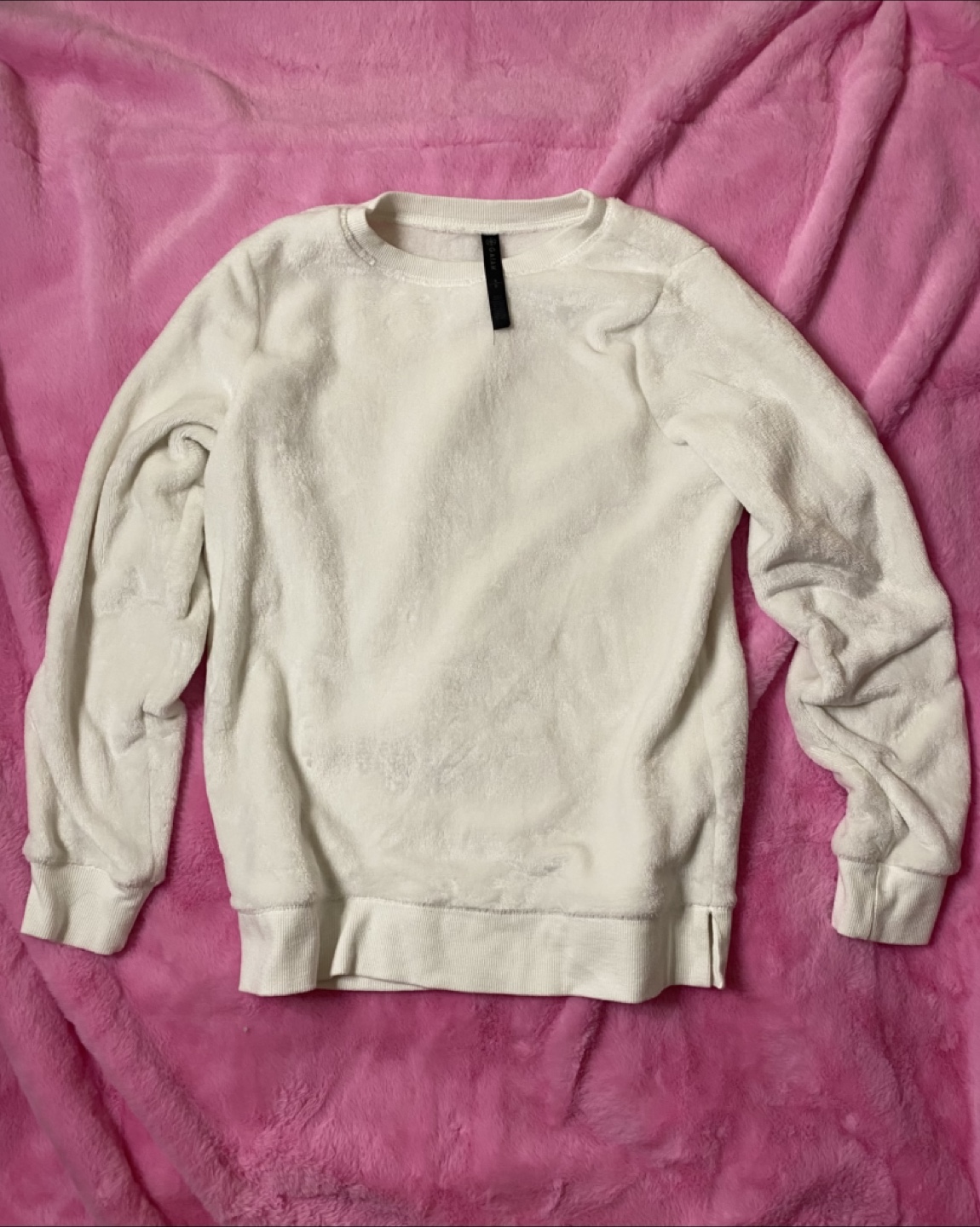 Gaiam White Fuzzy Crewneck Sweatshirt - Size Small