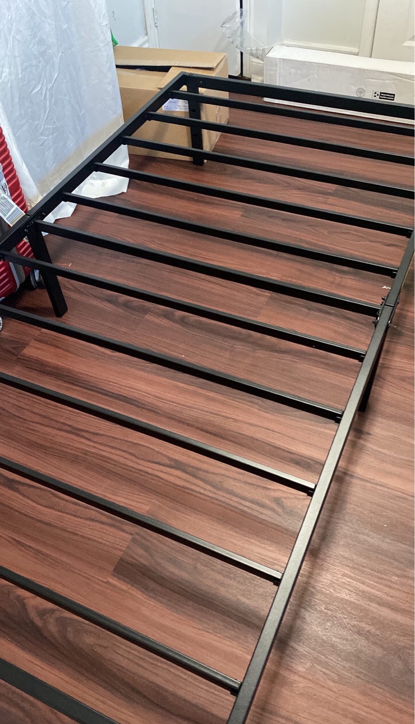 Heavy Duty Slat Bed Frame, Black Steel, Twin Size - photo 2