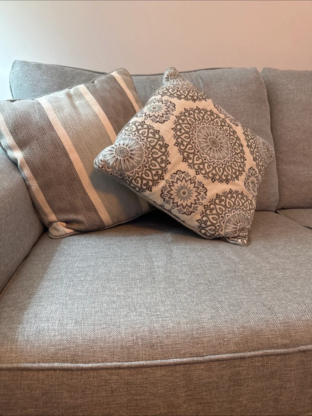 Grey Sectional Sofa with Throw Pillows image indicator(3)