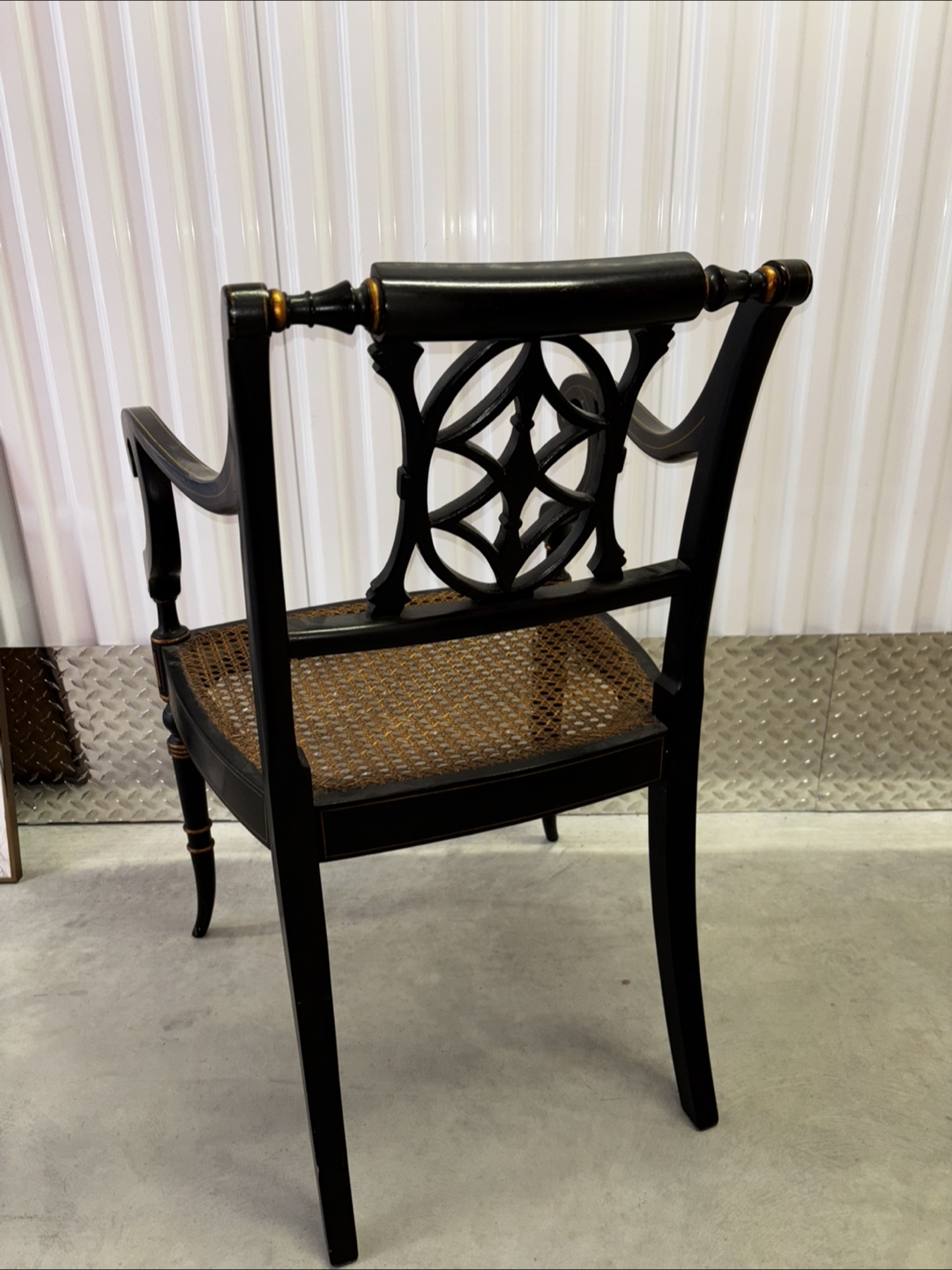 Regency style ebonized wooden chair - photo 4