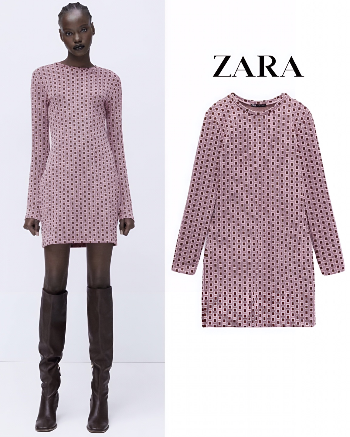Zara Pink Geometric Mini Dress