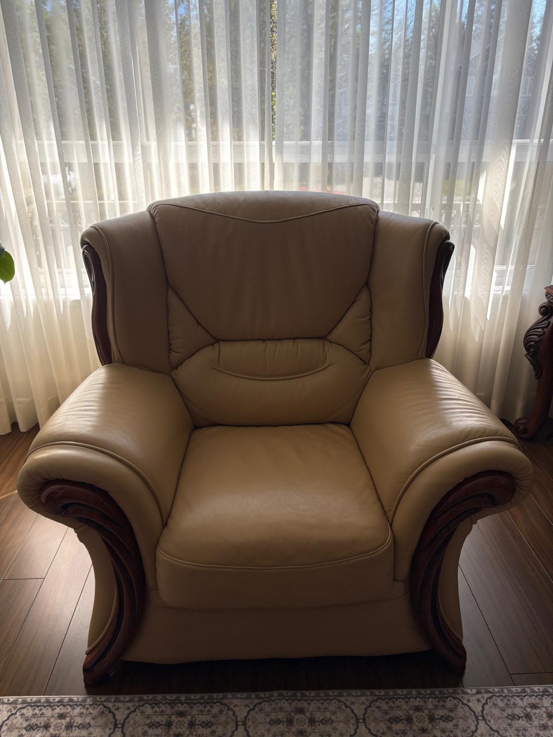 Beige Leather Sofa Set - photo 3