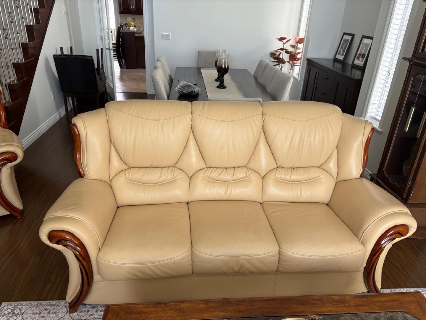 Beige Leather Sofa Set - photo 2