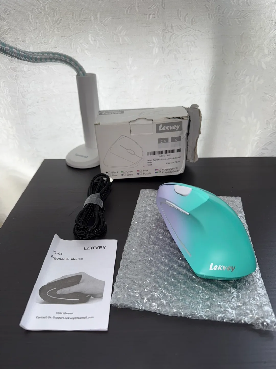 Lekvey Ergonomic Wired Mouse - Mint Purple thumbnail