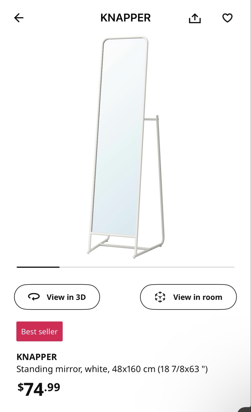 IKEA KNAPPER Full-Length Mirror with Clothes Rack