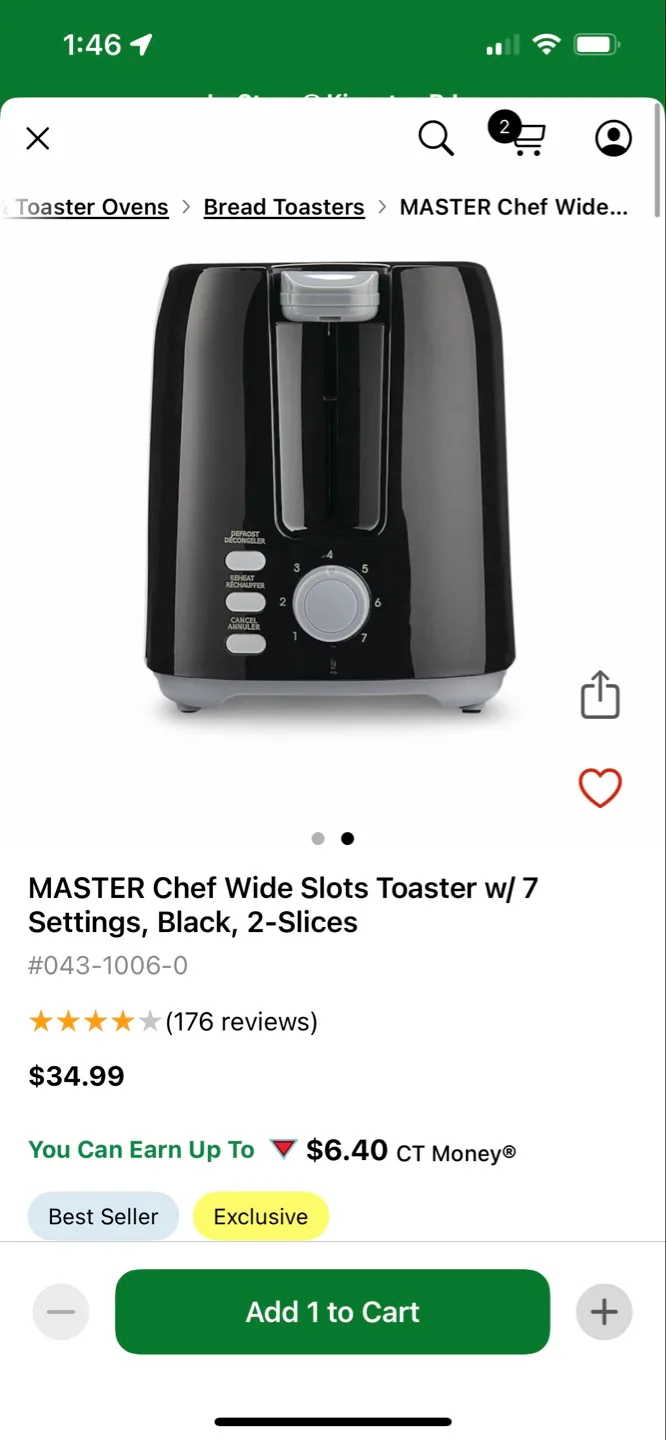 Master Chef 2-Slice Toaster - Black image indicator(4)