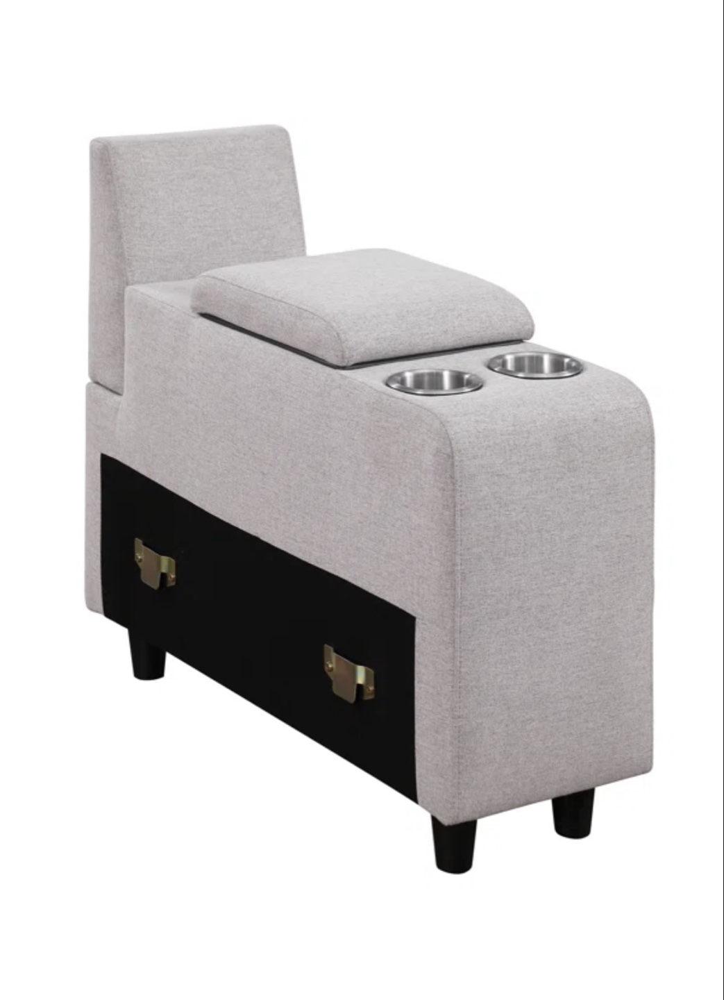 Gray Sectional Sofa Armrest with Storage and Cup Holders - photo 2